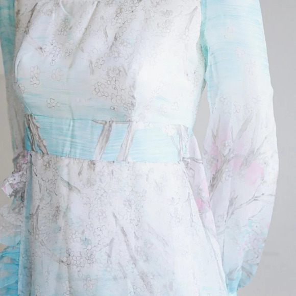 Cherry  Blossom Watercolour print Chiffon Dress - Picture 5 of 12
